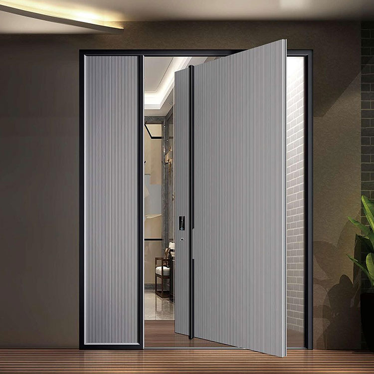 Porta pivotante de entrada principal com laje de aço